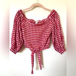 Forever 21 Red Gingham Check Crop Top